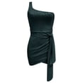 thumbnail image 4 of TJAZFJPA Robe Grande Taille pour Femme Robe Sans Manches Robe de Plage Française à une Épaule Robe à Paillettes Robes de Villégiature Robe avec Nœud, 4 of 5