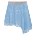 thumbnail image 2 of YUUMIN Toddler Girls Elastic Waistband Shiny Pleated Mini Skater Skirt Flared Ballet Dance Skirts 6-16 Years Light Blue 16, 2 of 7