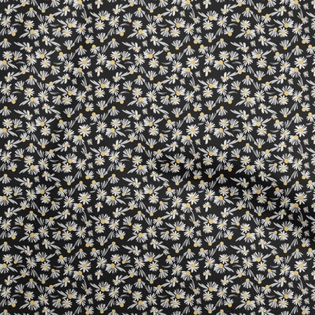 oneOone Cotton Poplin Black Fabric Floral Diy Clothing Quilting Fabric Print Fabric By Yard 42 Inch Wide