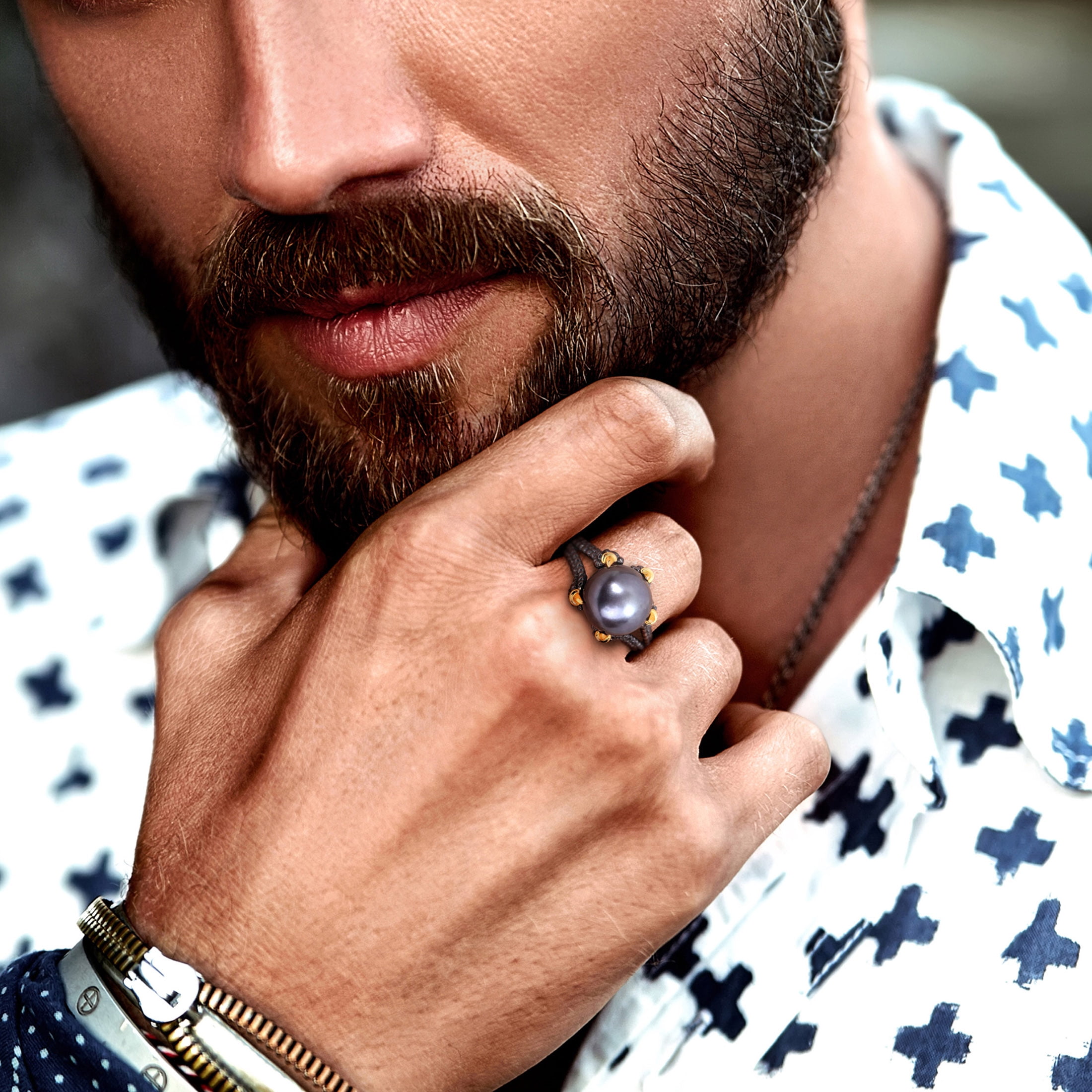 Everly Men's Cultured Pearl Sterling Silver Ring