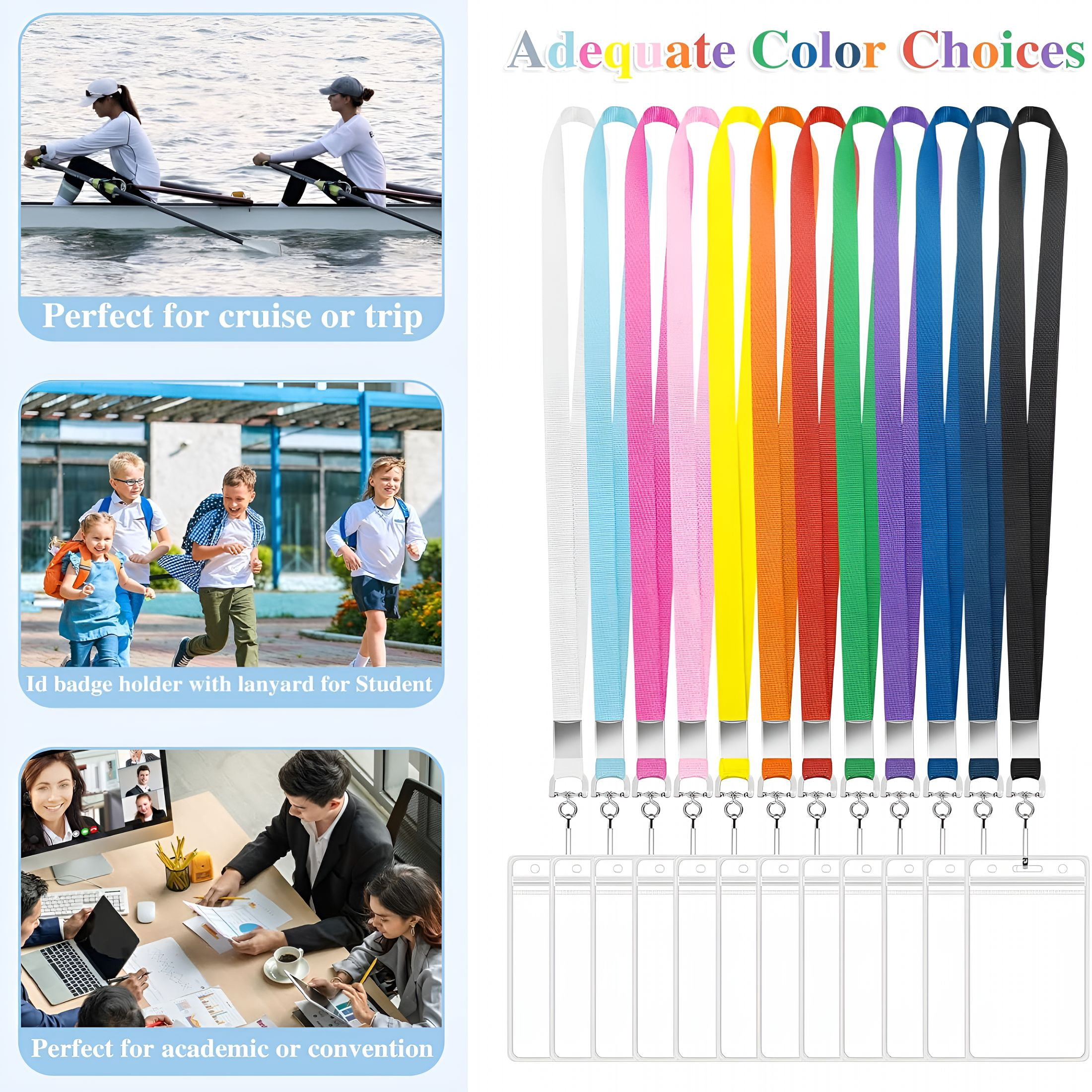 TUWAFE 24 Pack Lanyards for Id Badges Cruise Lanyard for Ship Cards with Waterproof Id Badge Holder (Colorful)