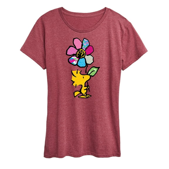 Peanuts - Woodstock With Flower And Pattern - Women's Short Sleeve Graphic T-Shirt