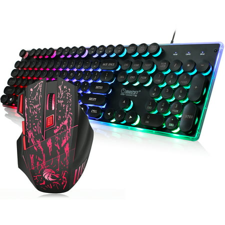 Gaming Keyboard and Mouse Combo, TSV Wired Backlit Keyboard and Gaming Mouse Combo,PC Keyboard and Adjustable DPI Mouse for (Best Keyboard Mouse For Mac)