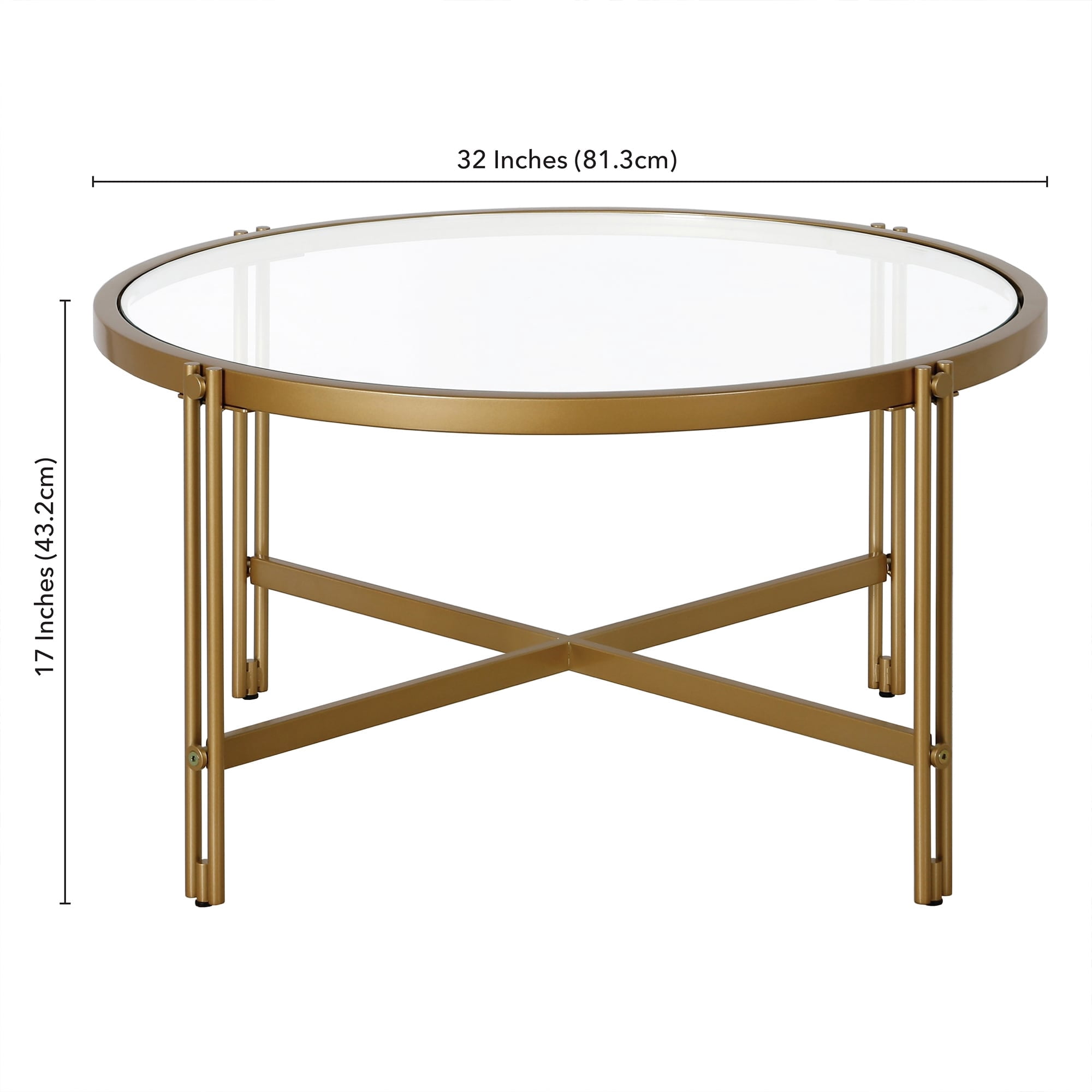 Evelyn&Zoe,ez 32" Wide Round Coffee Table, Brass
