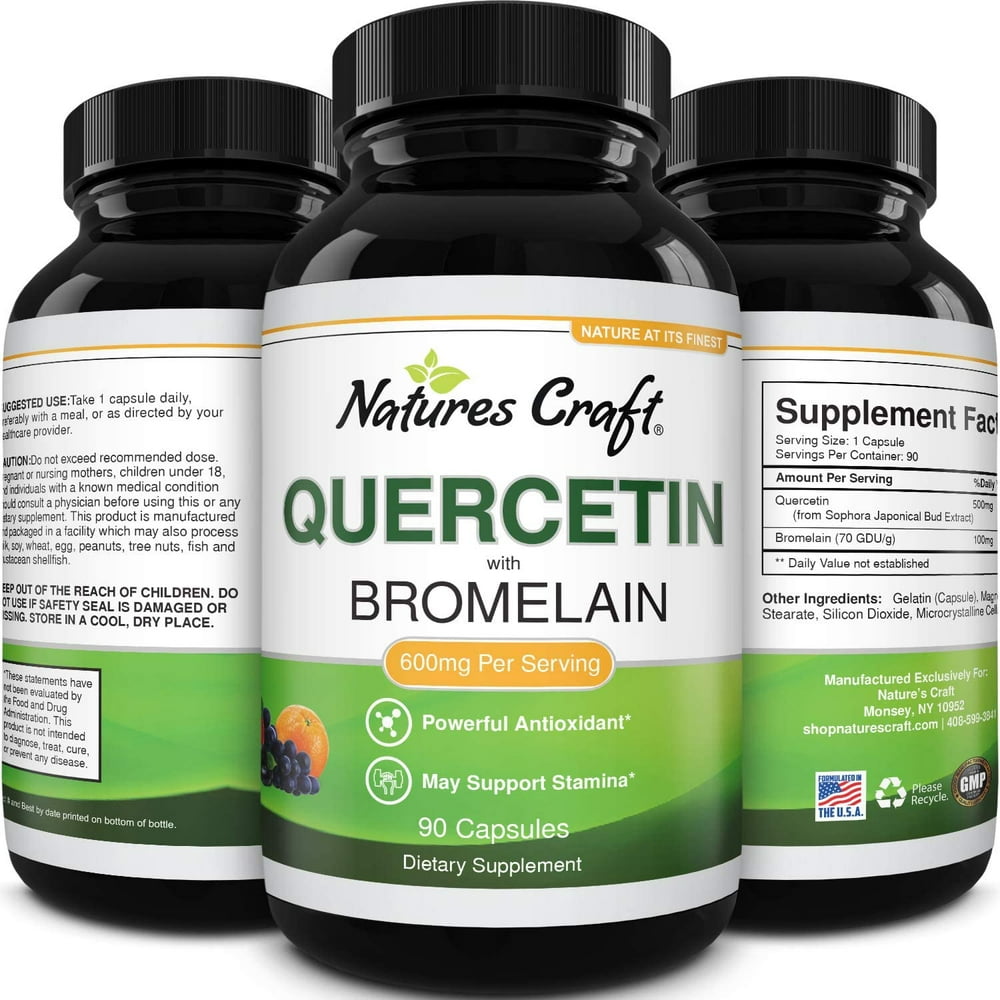 Immune Support Quercetin with Bromelain Supplement - Quercetin 500mg ...