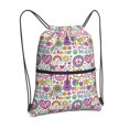 thumbnail image 2 of Wukai Peace Love and Dove Flower Power Waterproof Drawstring Backpack with Zipper Pocket,Large Foldable Gym Bag for Women and Men, Perfect for Sports, Yoga, and Travel, 2 of 8