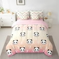 thumbnail image 2 of jejeloiu Cute Animal 7pcs Bedding Comforter Set,Kawaii Zoo Panda Queen Bedding Sets,Orange Pink Ombre Queen Sheet Sets For Kids,Microfiber Bedroom Decor Reversible, 2 of 8