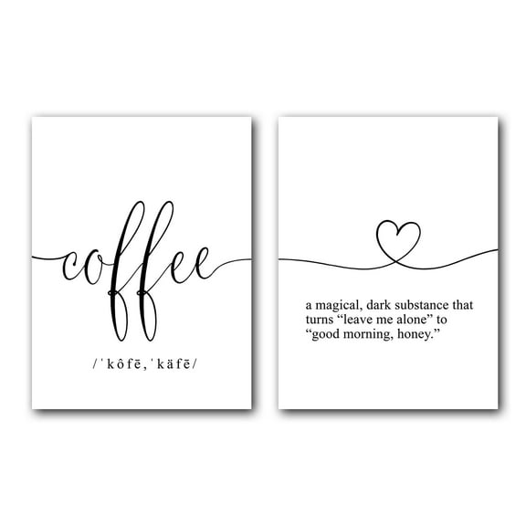 Coffee Quote 18 x 24 Inches Set of 2 Prints Wall Decor