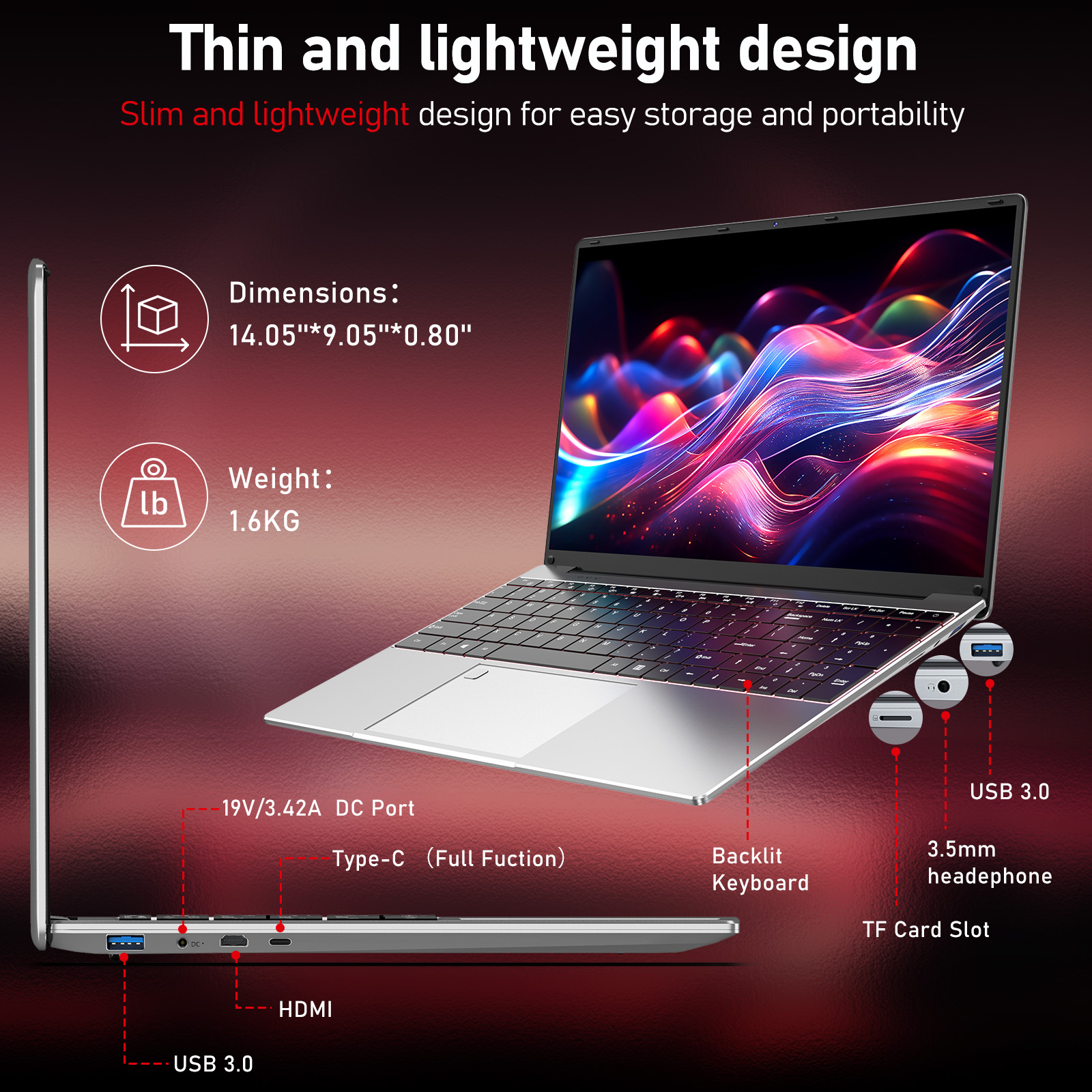 Chheart 2025 Gaming 15.6 Inch FHD Computer Laptop, AMD Ryzen 5 7430U 6C/12T, 16GB, 1TB SSD,AMD Radeon Graphics,1920 * 1080,WiFi 5,BT5.0,Backlit