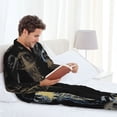 thumbnail image 6 of Yiaed Jellyfish Print Men’s Pajamas Set - Long Sleeve Button Down Sleep Shirt and Pajama Bottoms Sleepwear Set Mens Pjs Sets Men's Pajama Bottoms-Medium, 6 of 7