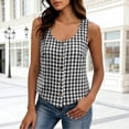 thumbnail image 2 of Women Plaid Tank Top Summer Business Casual Sleeveless Button Down Shirts Slim Fit Gingham Tops Black, 2 of 6