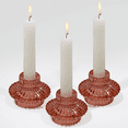 thumbnail image 5 of HofferRuffer Set of 3 Taper Glass Candle Holders, 2 in 1 Votive Candlesticke Holders for Taper Candles, Tealight and Table Centerpiece Decorations, Reddish Brown, 5 of 8