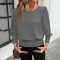 thumbnail image 7 of Fewfanhot Womens T Shirts Smocked Tops Elastic Dressy Blouse 3/4 Length Sleeve Casual Outfits, 7 of 7
