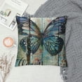 thumbnail image 2 of Nawypu Blue Butterfly Theme Throw Pillow Covers Wood Grain Cushion Pillow Case Outdoor Sofa Pillows Covers for Couch Living Room Bed Patio Furniture Indoors Home Decor, 2 of 5