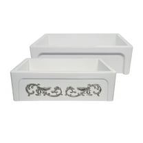 Whitehaus St. Ives Ornamental 33" Reversible Fireclay Kitchen Sink
