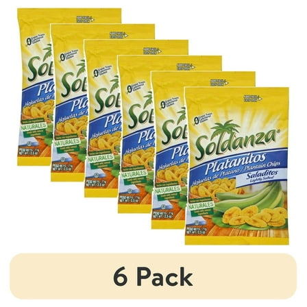 (6 pack) Soldanza Plantain Chips Lightly Salted, 2.5 oz