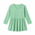 thumbnail image 7 of Qgtaibl Womens Plaid Babydoll Blouse Casual V Neck 3/4 Length Sleeve Cotton Shirts Loose Fit Flowy Pleated Tunic Tops Green L, 7 of 7