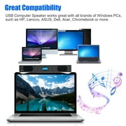 TSV USB Computer Speakers for Desktop or PC, Mini Clip-on Laptop Sound Bar Stereo Wired PC Speakers for TV Desktop Laptop Tablets Monitor Notebook