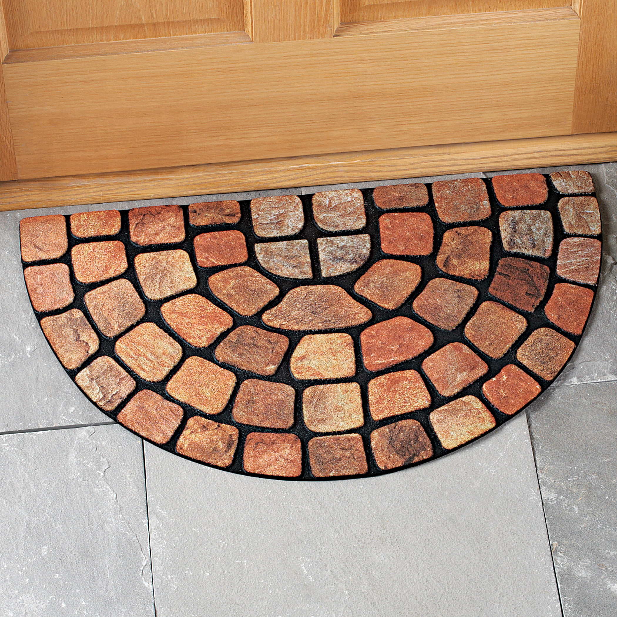 Finderomend Welcome Mats Outdoor, Pair of Half Circle Pebble Outdoor R –  Mega Brown Box