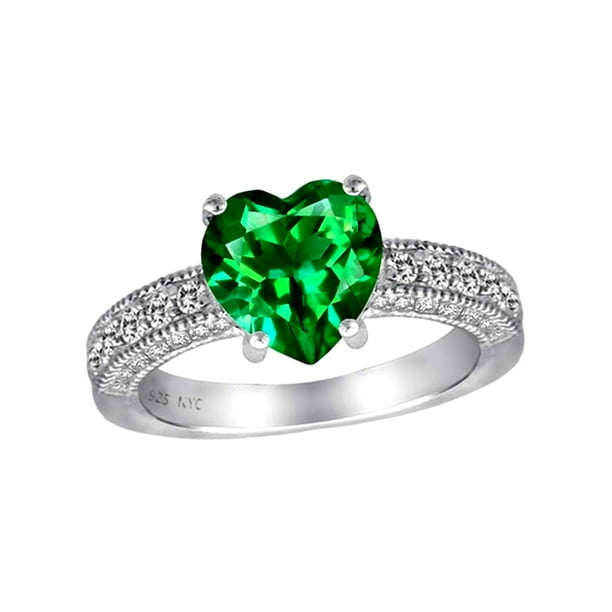 Star K - 8mm Heart Shape Simulated Emerald Ring - Walmart.com - Walmart.com
