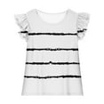 thumbnail image 3 of Girls Cute Summer Tops Ruffled Fly Sleeves Plaid Tank Top Casual Crewneck Sleeveless Fashion Blouses (14 Years, White-Stripes), 3 of 6