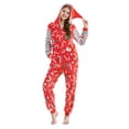 thumbnail image 5 of Joyfy Christmas Pajamas for Women, Adult Womens Christmas Pajamas Set, Fleece Santa Claus Print Hoody Jumpsuit, Holiday Xmas Union Suit (XL, Red), 5 of 11