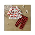 thumbnail image 2 of Franhais Toddler Girl Long Sleeve Cartoon Cat Print  Tops + Elastic Waist Plaid Trousers, 2 of 9