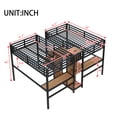 thumbnail image 2 of Harper & Bright Designs Twin Size Metal Loft Bed with Double Desk and Wardrobe, Twin Over Twin Loft Bed with Shelves and Electrical Outlet, Natural Wood, 2 of 14