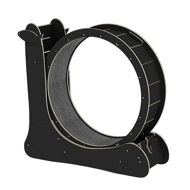 GROWTH TANK Roue pour Chat Exerciseur Tapis Roulant en Bois avec Tapis Facile à Installer Noir