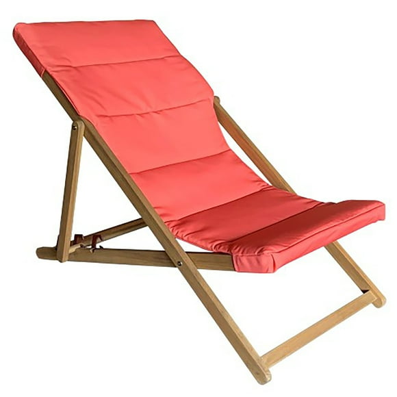 F. Corriveau International - Chaise Longue Pliante, Cadre en Bois d'Acacia, Corail
