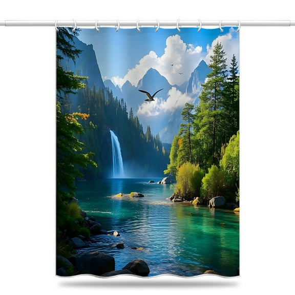 Shower Curtain 59" W x 79" H Waterproof Soft Polyester Fabric Bathroom Decoration Curtains with Hooks Machine Washable