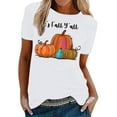 thumbnail image 2 of HIBRO Women Casual Fall Printing Short Sleeve Tops Blouse Round Neck Casual Tee Tunic Shirts, 2 of 4
