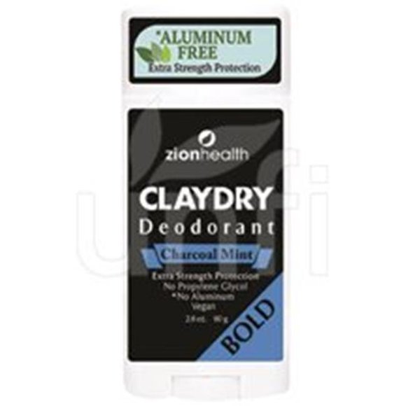 Zion Health Clay Dry Bold Charcoal Mint Deodorant, 2.8 Oz