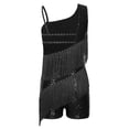 thumbnail image 4 of DPOIS Women Shiny Sequins Fringed Jumpsuit Black M, 4 of 7