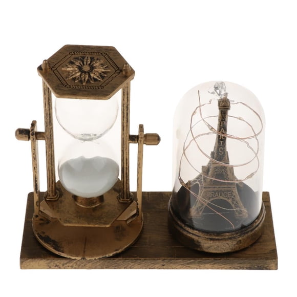Retro Style Collectible Crafts- Hourglass glass Clock with Star Light , Unique Housewarming Gifts-125x155mm - Golden, 125x155mm