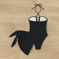 thumbnail image 7 of Womens Monokini Women's Solid Color Texture Hollow Hanging Neck Swimsuit Monokini Black S, 7 of 7