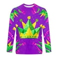 thumbnail image 5 of UVEASISHA Mens Long Sleeve Mardi Gras T-Shirts Big and Tall Fashion Hipster Graphic Tees Carnival Themed Printed Workout Shirt Hip Hop Streetwear Tee Tops Purple XL, 5 of 5