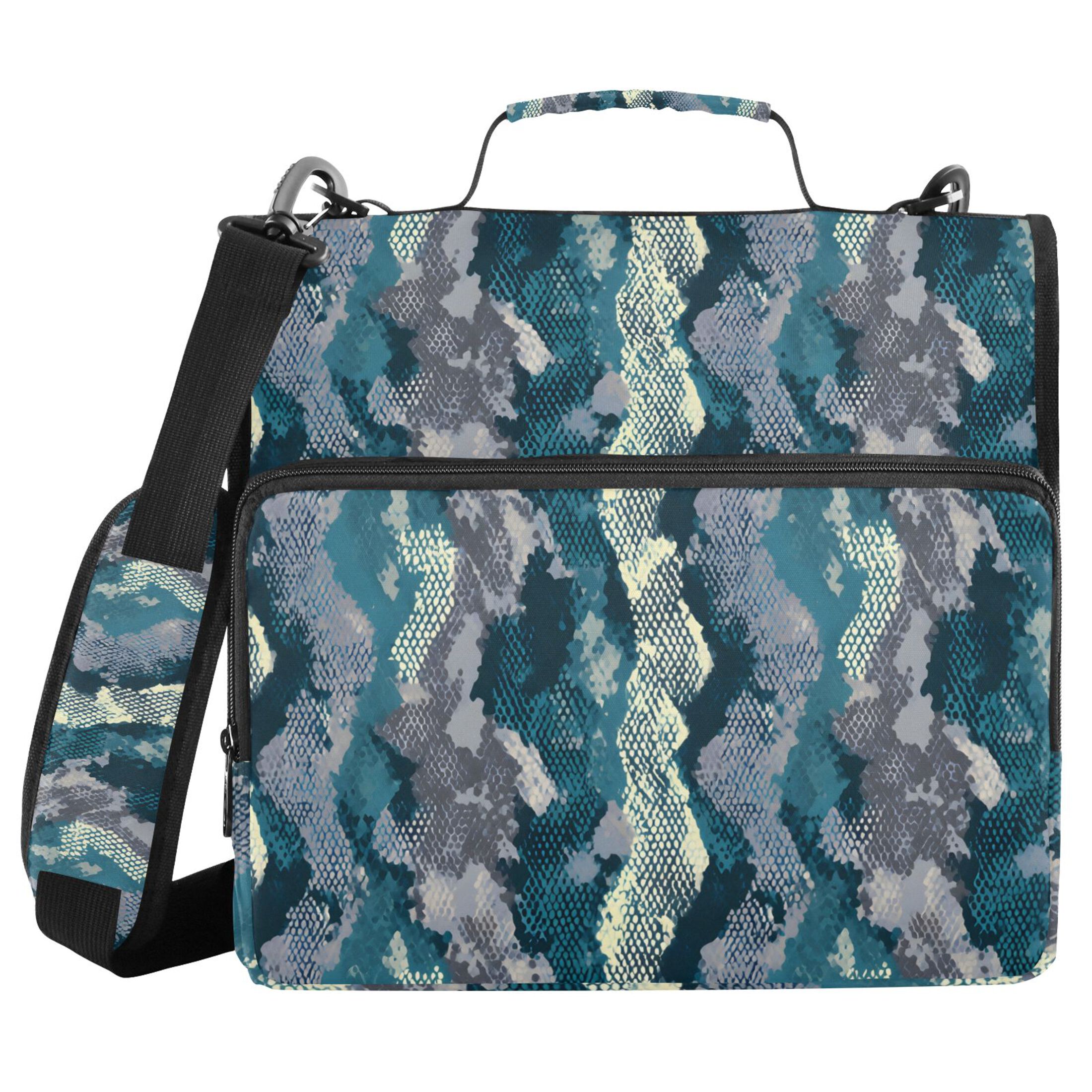 ALAZA Zipper Binder Snake Skin Blue 3 Ring Trapper Keeper File Folder Organizer Bag
