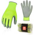 thumbnail image 1 of Vgo 15Pares Guantes de Trabajo y de Jardinería Recubiertos de PU para Hombres Multifunción (Amarillo fluorescente, PU2013), 1 of 4