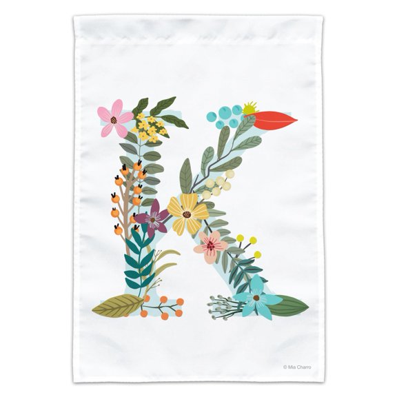 Letter K Floral Monogram Initial Garden Yard Flag