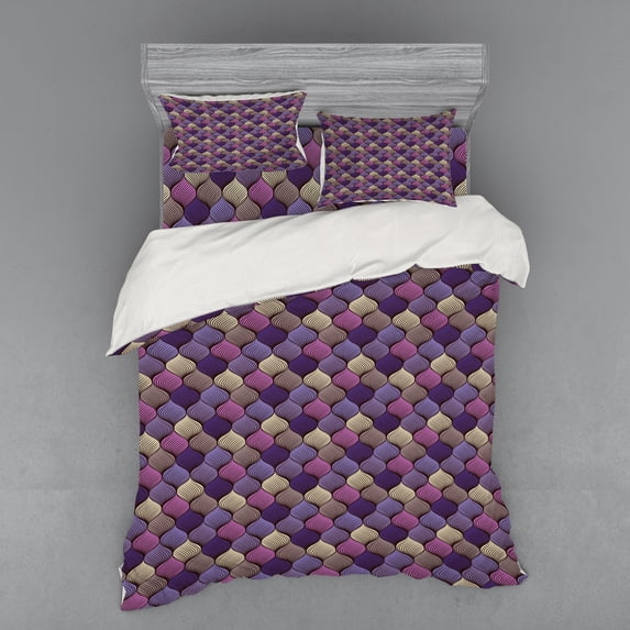 Ambesonne Colorful Bedding Set 4 Pcs, Abstract Doodle Braid, Queen, Multicolor