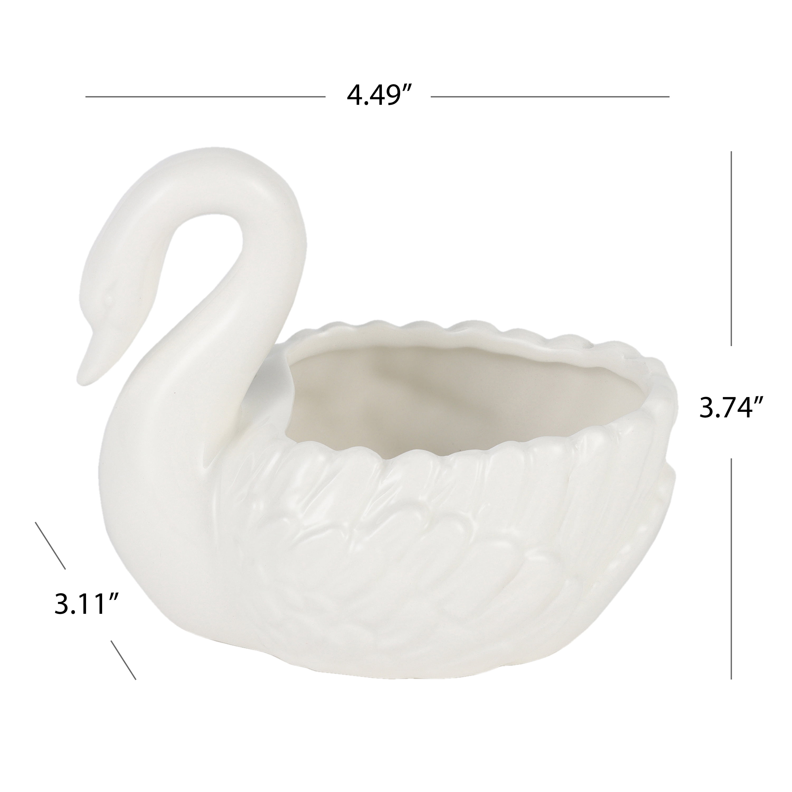 Mainstays Ceramic Vintage-Style White Swan Trinket Dish Tabletop Decoration