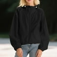thumbnail image 2 of Arlun Solid Color Lightweight Jackets for Women Casual Outdoor Thin Breathable Loose Hooded for Couples Sun Protection Coats Full Zipper Long Sleeve Fall Outwear Black XXXL, 2 of 4