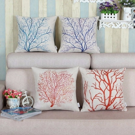 Decorative Throw Pillow Case Cushion Cover 18 X18 Coral Tree