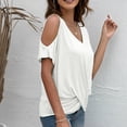 thumbnail image 4 of Blusa Casaul de manga corta sólida sin tirantes con cuello en V de verano para mujer a la moda Fridja  ghk5261, 4 of 6