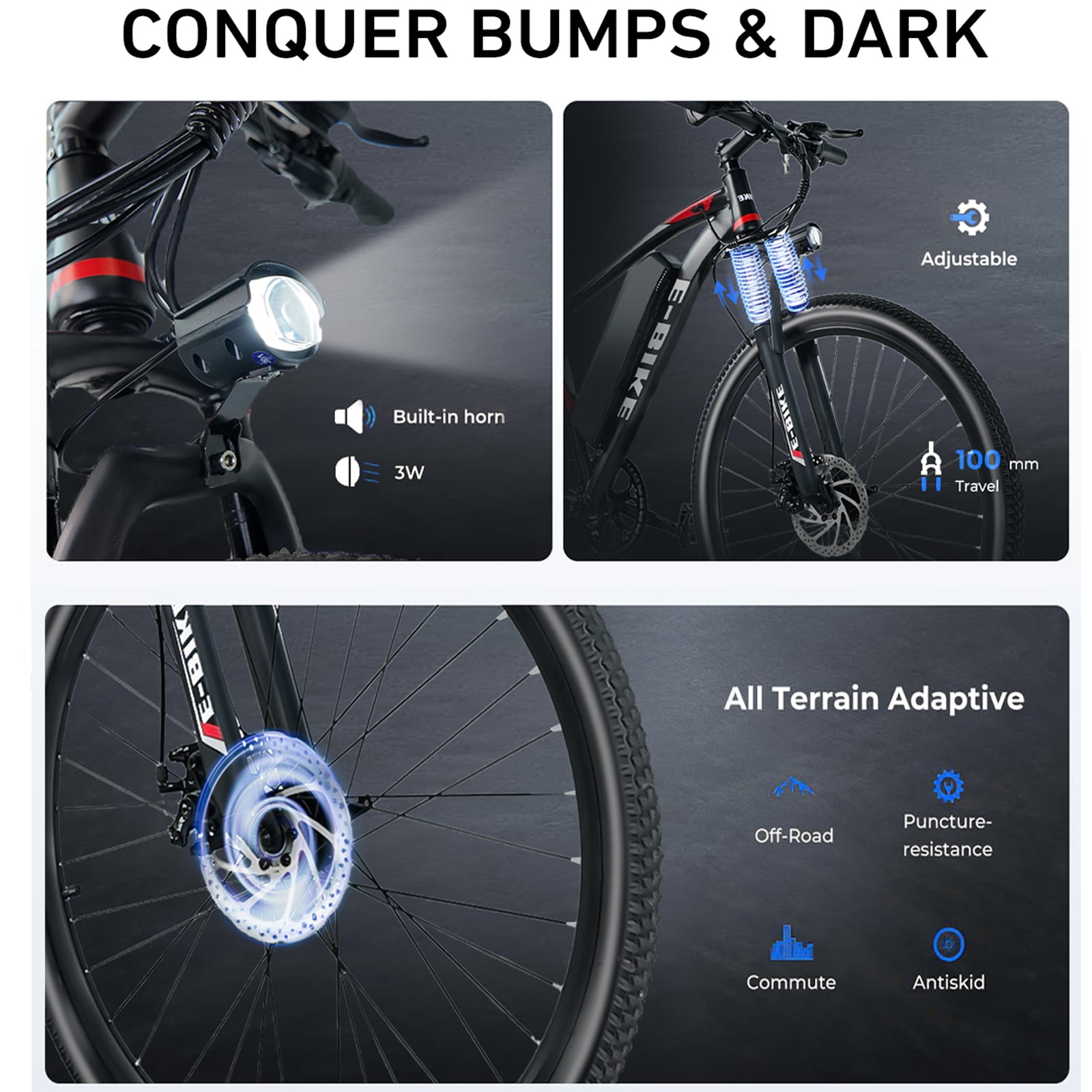 Setohet 26" Electric Bike for Adults, ebike 1200W Peak Power Motor, 45Miles 25MPH 432Wh Removable Battery,7-Speed, UL 2849