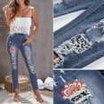 thumbnail image 6 of FARYSAYS Womens Jeans with Flower Printed Stretch Jeans High Waist Trousers Patch Ripped Destroyed Denim Pants Skinny Pants, 6 of 9