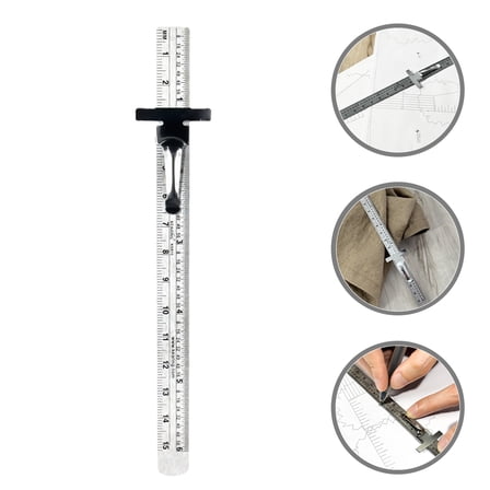 HONMEET Measuring Gauge Metal Ruler Tool Silver 1Pack