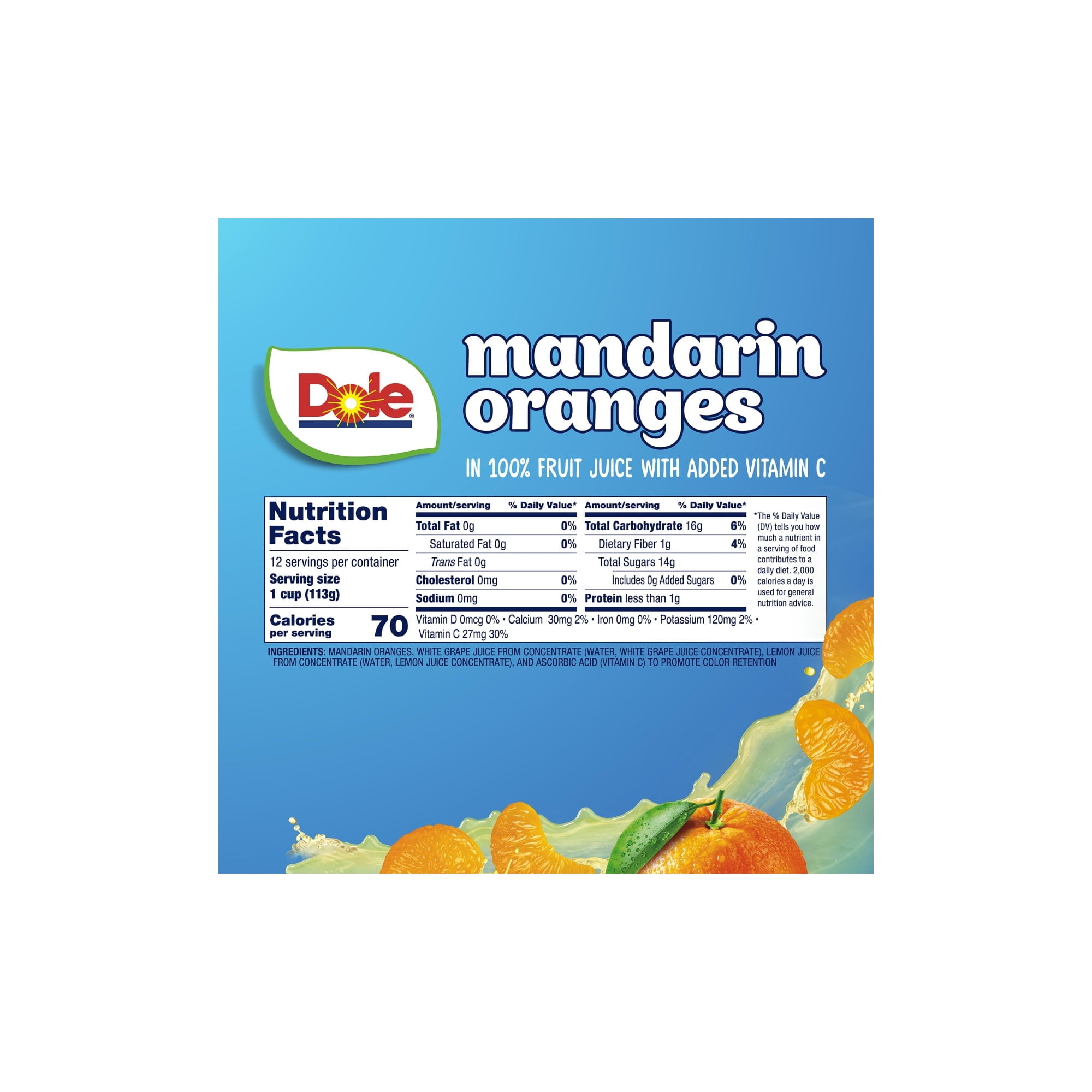 (2 pack) Dole Fruit Bowls Mandarin Oranges in 100% Fruit Juice, 4 oz Cups (12 Pack)
