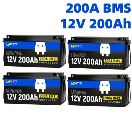 WattCycle 4 Pack 12V 200Ah RV Lithium Battery, 48V RV LiFePO4 Battery 5-Year Warranty, 200ABMS, Lightweight, for Home Energy Storage, Solar System Set up